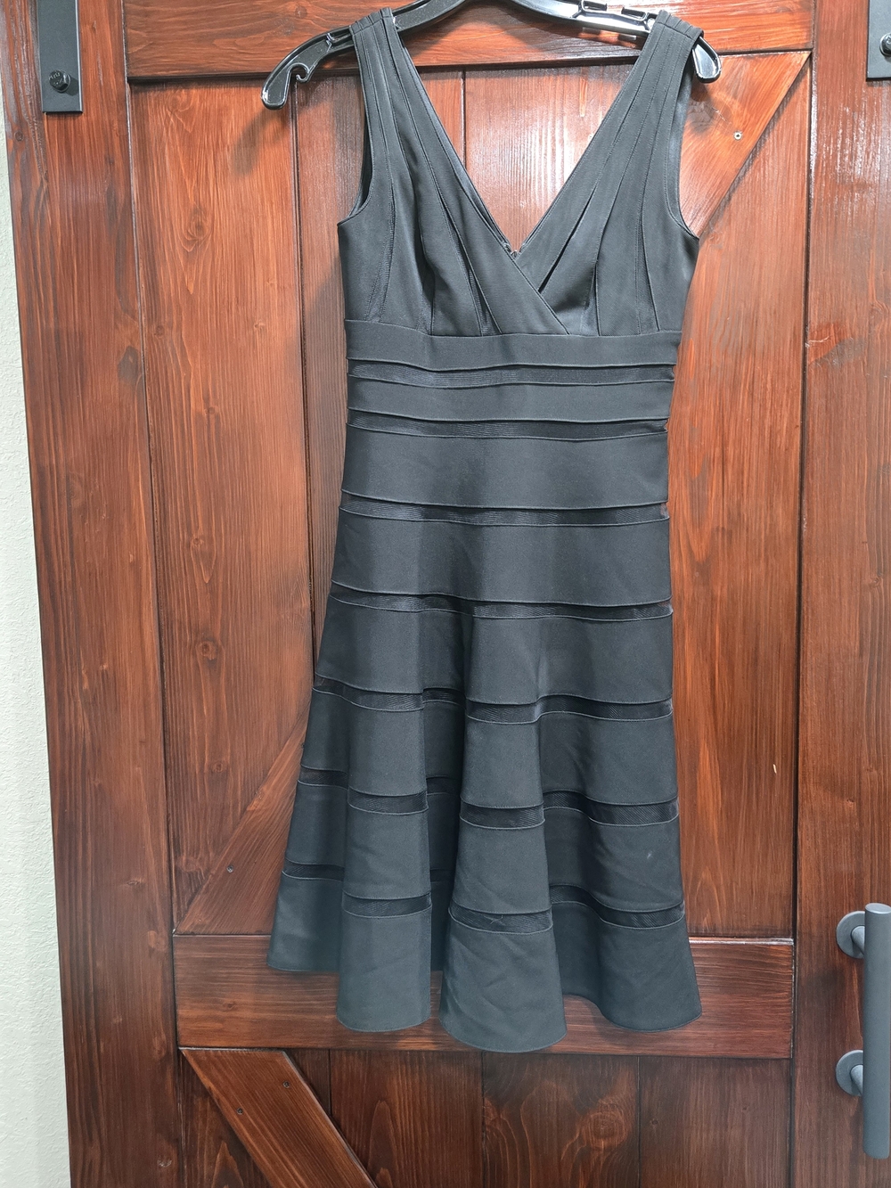 White House Black Market Black Sleeveless V-Neck Midi Dress